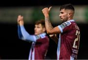 26 April 2024; Luke Heeney of Drogheda United acknowledges supporters after his side's victory in the SSE Airtricity Men's Premier Division match between Drogheda United and Sligo Rovers at Weavers Park in Drogheda, Louth. Photo by Shauna Clinton/Sportsfile