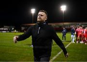 26 April 2024; Shelbourne manager Damien Duff on his way to pulling supporter Ciaran Harmon out of the crowd to join the team after the SSE Airtricity Men's Premier Division match between Shelbourne and St Patrick's Athletic at Tolka Park in Dublin. Photo by David Fitzgerald/Sportsfile