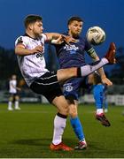 26 April 2024; Jamie Gullan of Dundalk in action against Adam McDonnell of Bohemians during the SSE Airtricity Men's Premier Division match between Dundalk and Bohemians at Oriel Park in Dundalk, Louth. Photo by Stephen McCarthy/Sportsfile