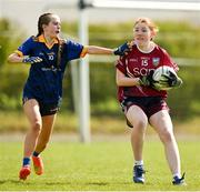 27 April 2024; Action during the game between Ardfinnan LGFA club in Tipperary and Kilshannig LGFA club in Cork during the 2024 ZuCar Gaelic4Teens Festival Day at Faithful Fields Offaly GAA Centre of Excellence in Kilcormac, Offaly. Photo by Brendan Moran/Sportsfile