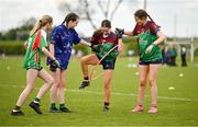 27 April 2024; Participants from Goldsmiths LGFA club in Westmeath and Carnacon LGFA club in Mayo during the 2024 ZuCar Gaelic4Teens Festival Day at Faithful Fields Offaly GAA Centre of Excellence in Kilcormac, Offaly. Photo by Brendan Moran/Sportsfile