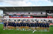 27 April 2024; Scotland players line-up before the Women's Six Nations Rugby Championship match between Ireland and Scotland at the Kingspan Stadium in Belfast. Photo by Ben McShane/Sportsfile