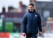 27 April 2024; Treaty United manager Dominic Foley before the SSE Airtricity Women's Premier Division match between Bohemians and Treaty United at Dalymount Park in Dublin. Photo by Shauna Clinton/Sportsfile
