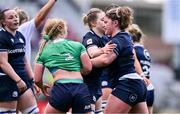 27 April 2024; Lana Skeldon of Scotland and Neve Jones of Ireland tussle during the Women's Six Nations Rugby Championship match between Ireland and Scotland at the Kingspan Stadium in Belfast. Photo by Ben McShane/Sportsfile