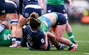 27 April 2024; Lana Skeldon of Scotland and Neve Jones of Ireland tussle during the Women's Six Nations Rugby Championship match between Ireland and Scotland at the Kingspan Stadium in Belfast. Photo by Ben McShane/Sportsfile