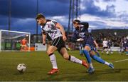 26 April 2024; Jamie Gullan of Dundalk in action against Declan McDaid of Bohemians during the SSE Airtricity Men's Premier Division match between Dundalk and Bohemians at Oriel Park in Dundalk, Louth. Photo by Stephen McCarthy/Sportsfile
