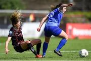 27 April 2024; Caleigh Boeckx of Treaty United in action against Shauna Carroll of Bohemians during the SSE Airtricity Women's Premier Division match between Bohemians and Treaty United at Dalymount Park in Dublin. Photo by Shauna Clinton/Sportsfile