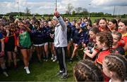27 April 2024; LGFA National development officer William Harmon speaks to participants during the 2024 ZuCar Gaelic4Teens Festival Day at Faithful Fields Offaly GAA Centre of Excellence in Kilcormac, Offaly. Photo by Brendan Moran/Sportsfile