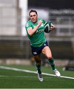 27 April 2024; Béibhinn Parsons of Ireland makes a break during the Women's Six Nations Rugby Championship match between Ireland and Scotland at the Kingspan Stadium in Belfast. Photo by Ben McShane/Sportsfile