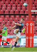 27 April 2024; Jack Crowley of Munster clears during the United Rugby Championship match between Emirates Lions and Munster at Emirates Airline Park in Johannesburg, South Africa. Photo by Shaun Roy/Sportsfile