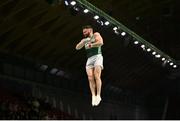27 April 2024; Dominick Cunningham of Ireland competes in the Men's Vault final on day four of the 2024 Artistic Gymnastics European Championships at Fiera di Rimini in Rimini, Italy. Photo by Filippo Tomasi/Sportsfile