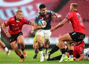 27 April 2024; Conor Murray of Munster attempts to get past Richard Kriel of Emirates Lions during the United Rugby Championship match between Emirates Lions and Munster at Emirates Airline Park in Johannesburg, South Africa. Photo by Shaun Roy/Sportsfile