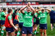 27 April 2024; Enya Breen of Ireland celebrates after the Women's Six Nations Rugby Championship match between Ireland and Scotland at the Kingspan Stadium in Belfast. Photo by Ben McShane/Sportsfile