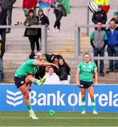 27 April 2024; Dannah O'Brien of Ireland converts the winning penalty during the Women's Six Nations Rugby Championship match between Ireland and Scotland at the Kingspan Stadium in Belfast. Photo by John Dickson/Sportsfile