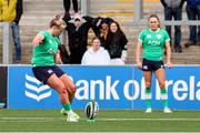 27 April 2024; Dannah O'Brien of Ireland converts the winning penalty during the Women's Six Nations Rugby Championship match between Ireland and Scotland at the Kingspan Stadium in Belfast. Photo by John Dickson/Sportsfile