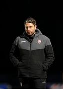26 April 2024; Derry City manager Ruaidhrí Higgins during the SSE Airtricity Men's Premier Division match between Waterford and Derry City at Regional Sports Centre in Waterford. Photo by Michael P Ryan/Sportsfile