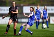 27 April 2024; Fiona Donnelly of Bohemians in action against Cara Griffin of Treaty United during the SSE Airtricity Women's Premier Division match between Bohemians and Treaty United at Dalymount Park in Dublin. Photo by Shauna Clinton/Sportsfile