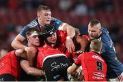 27 April 2024; Gavin Coombes of Munster and RG Snyman of Munster in action during the United Rugby Championship match between Emirates Lions and Munster at Emirates Airline Park in Johannesburg, South Africa. Photo by Shaun Roy/Sportsfile
