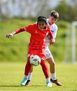 27 April 2024; Action from UCD AFC against Shelbourne during the EA SPORTS LOI Academy MU15 development weekend at FAI Headquarters in Abbotstown, Dublin. Photo by Seb Daly/Sportsfile