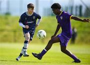 27 April 2024; Action from Derry City against Wexford during the EA SPORTS LOI Academy MU15 development weekend at FAI Headquarters in Abbotstown, Dublin. Photo by Seb Daly/Sportsfile
