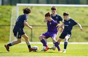 27 April 2024; Action from Derry City against Wexford during the EA SPORTS LOI Academy MU15 development weekend at FAI Headquarters in Abbotstown, Dublin. Photo by Seb Daly/Sportsfile