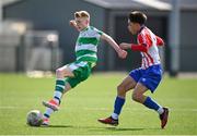 27 April 2024; Action from Shamrock Rovers against Treaty United during the EA SPORTS LOI Academy MU15 development weekend at FAI Headquarters in Abbotstown, Dublin. Photo by Seb Daly/Sportsfile