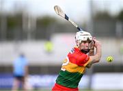 27 April 2024; Martin Kavanagh of Carlow takes a free during the Leinster GAA Hurling Senior Championship Round 2 match between Carlow and Dublin at Netwatch Cullen Park in Carlow. Photo by Piaras Ó Mídheach/Sportsfile