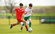 27 April 2024; Action from Cork City against Shelbourne during the EA SPORTS LOI Academy MU15 development weekend at FAI Headquarters in Abbotstown, Dublin. Photo by Seb Daly/Sportsfile