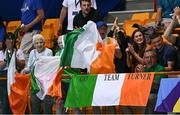 27 April 2024; Ireland supporters during day seven of the Para Swimming European Championships at the Penteada Olympic Pools Complex in Funchal, Portugal. Photo by Ramsey Cardy/Sportsfile