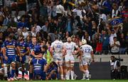 27 April 2024; Max Deegan of Leinster, second right, and teammates, react after their side conceded a third try during the United Rugby Championship match between DHL Stormers and Leinster at the DHL Stadium in Cape Town, South Africa. Photo by Harry Murphy/Sportsfile