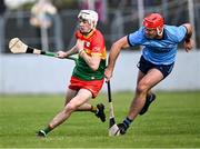 27 April 2024; John Kehoe of Carlow in action against Paddy Smyth of Dublin during the Leinster GAA Hurling Senior Championship Round 2 match between Carlow and Dublin at Netwatch Cullen Park in Carlow. Photo by Piaras Ó Mídheach/Sportsfile