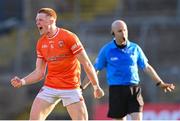 27 April 2024; Ciaran Mackin of Armagh celebrates at the final whistle of the Ulster GAA Football Senior Championship semi-final match between Down and Armagh at St Tiernach's Park in Clones, Monaghan. Photo by Stephen McCarthy/Sportsfile