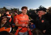 27 April 2024; Jason Duffy of Armagh is congratulated by supporters after the Ulster GAA Football Senior Championship semi-final match between Down and Armagh at St Tiernach's Park in Clones, Monaghan. Photo by Stephen McCarthy/Sportsfile