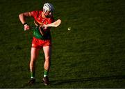 27 April 2024; Kevin McDonald of Carlow takes a free during the Leinster GAA Hurling Senior Championship Round 2 match between Carlow and Dublin at Netwatch Cullen Park in Carlow. Photo by Piaras Ó Mídheach/Sportsfile