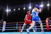 27 April 2024; Aoife O'Rourke of Ireland in action against Anastasiia Shamonova of Russia in their Women's 75kg Middleweight final bout during the 2024 European Boxing Championships at Aleksandar Nikolic Hall in Belgrade, Serbia. Photo by Nikola Krstic/Sportsfile