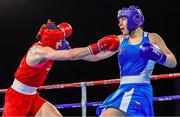 27 April 2024; Aoife O'Rourke of Ireland, left, in action against Anastasiia Shamonova of Russia in their Women's 75kg Middleweight final bout during the 2024 European Boxing Championships at Aleksandar Nikolic Hall in Belgrade, Serbia. Photo by Nikola Krstic/Sportsfile