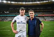 27 April 2024; Gus McCarthy of Leinster with his father Robert after making his debut in the United Rugby Championship match between DHL Stormers and Leinster at the DHL Stadium in Cape Town, South Africa. Photo by Harry Murphy/Sportsfile