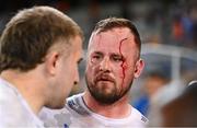 27 April 2024; (EDITORS NOTE: Image contains graphic content.) Ed Byrne and John McKee of Leinster after their side's defeat in the United Rugby Championship match between DHL Stormers and Leinster at the DHL Stadium in Cape Town, South Africa. Photo by Harry Murphy/Sportsfile