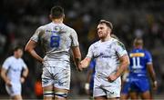 27 April 2024; Liam Turner and Max Deegan of Leinster after their side's defeat in the United Rugby Championship match between DHL Stormers and Leinster at the DHL Stadium in Cape Town, South Africa. Photo by Harry Murphy/Sportsfile