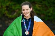 27 April 2024; Róisín Ní Ríain of Ireland with her silver medal from the Women's 200m Individual Medley SM13 during day seven of the Para Swimming European Championships at the Penteada Olympic Pools Complex in Funchal, Portugal. Photo by Ramsey Cardy/Sportsfile