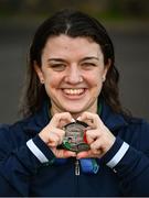 27 April 2024; Nicole Turner of Ireland with her silver medal from the Women's 50m Butterfly S6 during day seven of the Para Swimming European Championships at the Penteada Olympic Pools Complex in Funchal, Portugal. Photo by Ramsey Cardy/Sportsfile