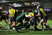 27 April 2024; Dave Heffernan of Connacht is pushed over the line to score a try during the United Rugby Championship match between Dragons and Connacht at Rodney Parade in Newport, Wales. Photo by Chris Fairweather/Sportsfile
