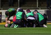 27 April 2024; JJ Hanrahan of Connacht receives treatment for an injury during the United Rugby Championship match between Dragons and Connacht at Rodney Parade in Newport, Wales. Photo by Chris Fairweather/Sportsfile