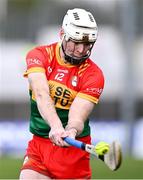 27 April 2024; Martin Kavanagh of Carlow takes a free during the Leinster GAA Hurling Senior Championship Round 2 match between Carlow and Dublin at Netwatch Cullen Park in Carlow. Photo by Piaras Ó Mídheach/Sportsfile