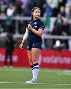 27 April 2024; Lisa Thompson of Scotland during the Women's Six Nations Rugby Championship match between Ireland and Scotland at the Kingspan Stadium in Belfast. Photo by Ben McShane/Sportsfile