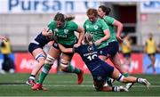 27 April 2024; Dorothy Wall of Ireland is tackled by Eva Donaldson of Scotland during the Women's Six Nations Rugby Championship match between Ireland and Scotland at the Kingspan Stadium in Belfast. Photo by Ben McShane/Sportsfile