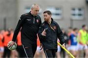 27 April 2024; Armagh selectors Kieran Donaghy, left, and Conleith Gilligan before the Ulster GAA Football Senior Championship semi-final match between Down and Armagh at St Tiernach's Park in Clones, Monaghan. Photo by Stephen McCarthy/Sportsfile