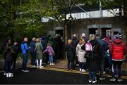 28 April 2024; Supporters queue outside the ground before the Leinster GAA Hurling Senior Championship Round 2 match between Galway and Kilkenny at Pearse Stadium in Galway. Photo by David Fitzgerald/Sportsfile