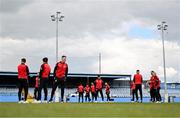 28 April 2024; Ringmahon Rangers players inspect the pitch before the FAI Intermediate Cup Final between Glebe North FC of the Leinster Senior League and Ringmahon Rangers FC of the Munster Senior League at Weaver's Park in Drogheda, Louth. Photo by Ben McShane/Sportsfile