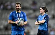 27 April 2024; Leinster elite player development officer Kieran Hallett and assistant performance analyst Juliette Fortune before the United Rugby Championship match between DHL Stormers and Leinster at the DHL Stadium in Cape Town, South Africa. Photo by Harry Murphy/Sportsfile